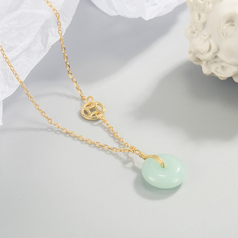 Jade-Halskette mit Fu-Charakter und Peace-Schnalle für Fülle