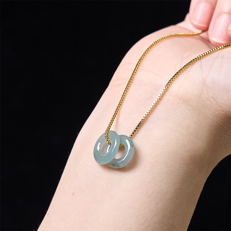 Jade-Halskettenanhänger mit doppelter Peace-Schnalle für Wohlstand