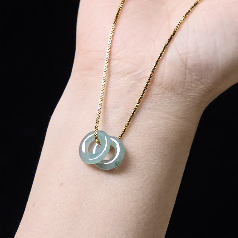 Jade-Halskettenanhänger mit doppelter Peace-Schnalle für Wohlstand