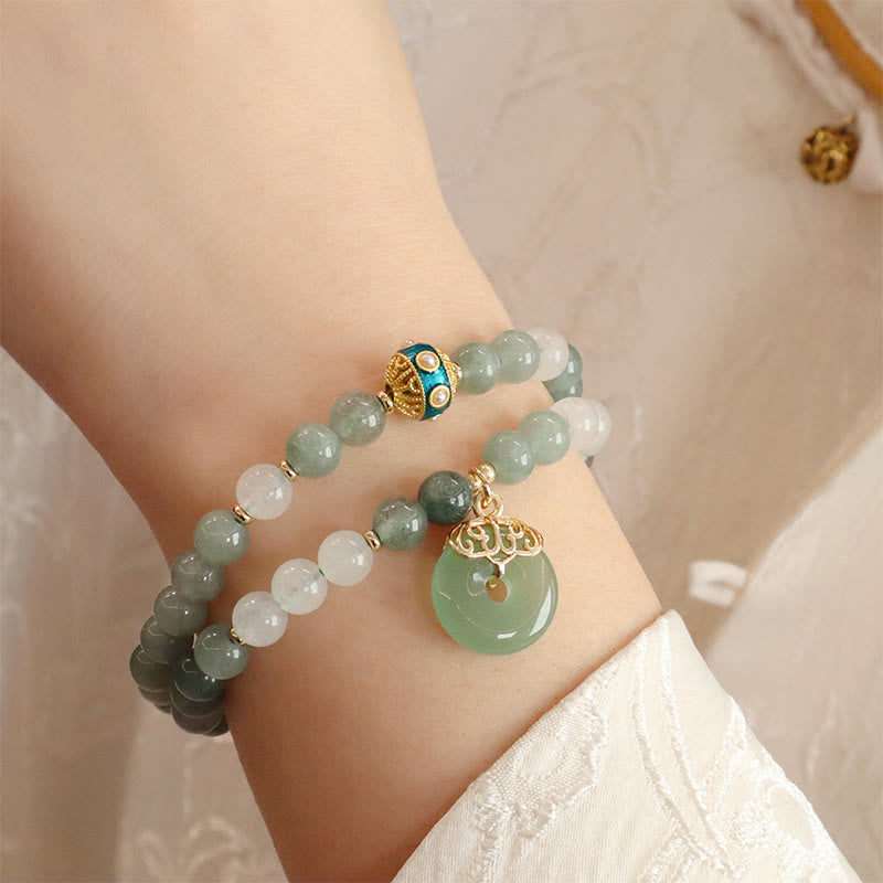 Jade Peace Buckle Armband | Ein- und zweilagige Glücksperlen