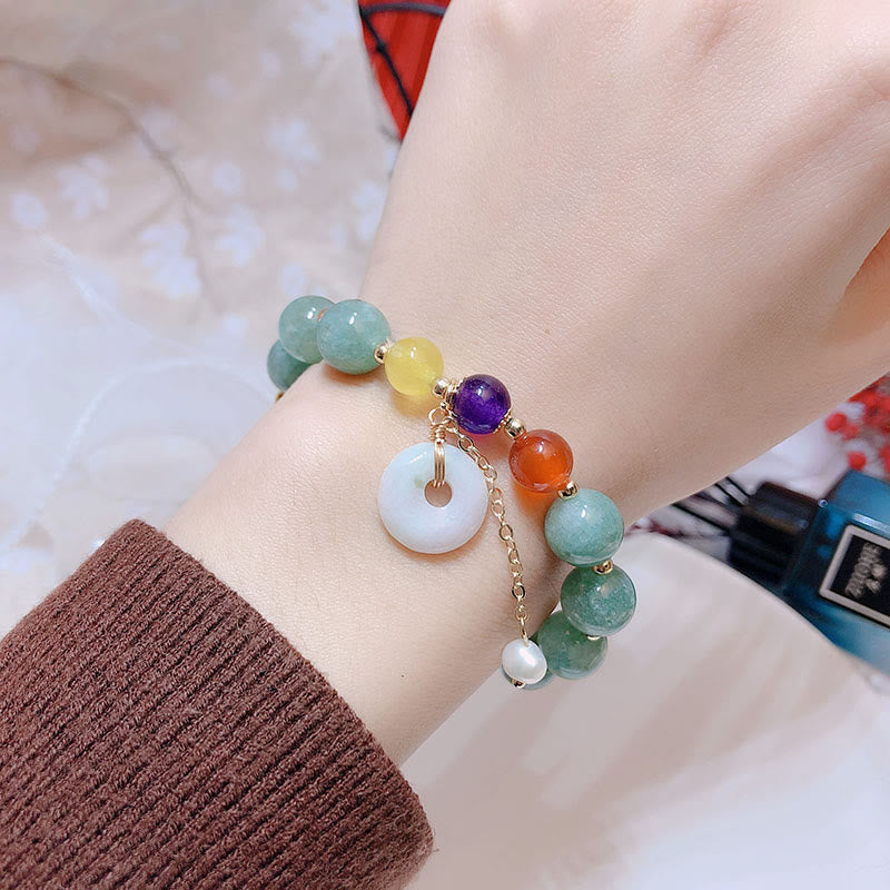 Jade-Rot-Achat-Peace-Schnalle-Vertrauensarmband