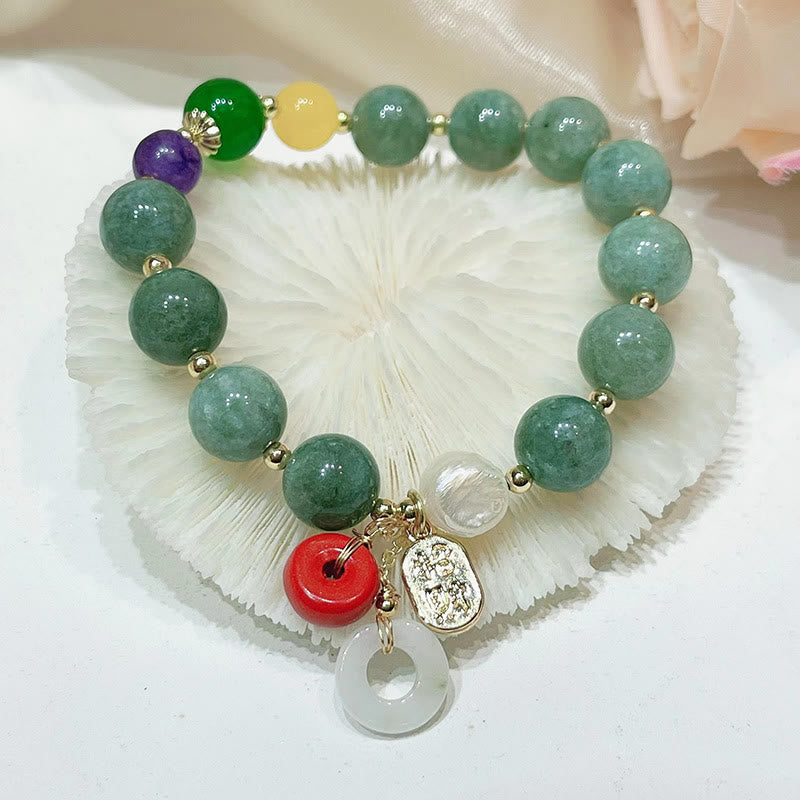 Jade-Rot-Achat-Peace-Schnalle-Vertrauensarmband