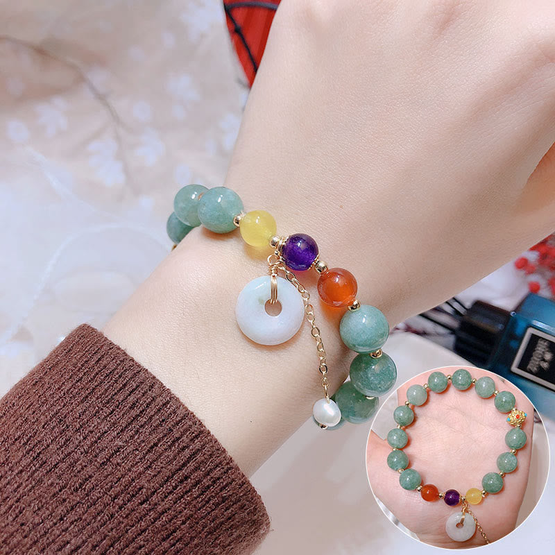 Jade-Rot-Achat-Peace-Schnalle-Vertrauensarmband