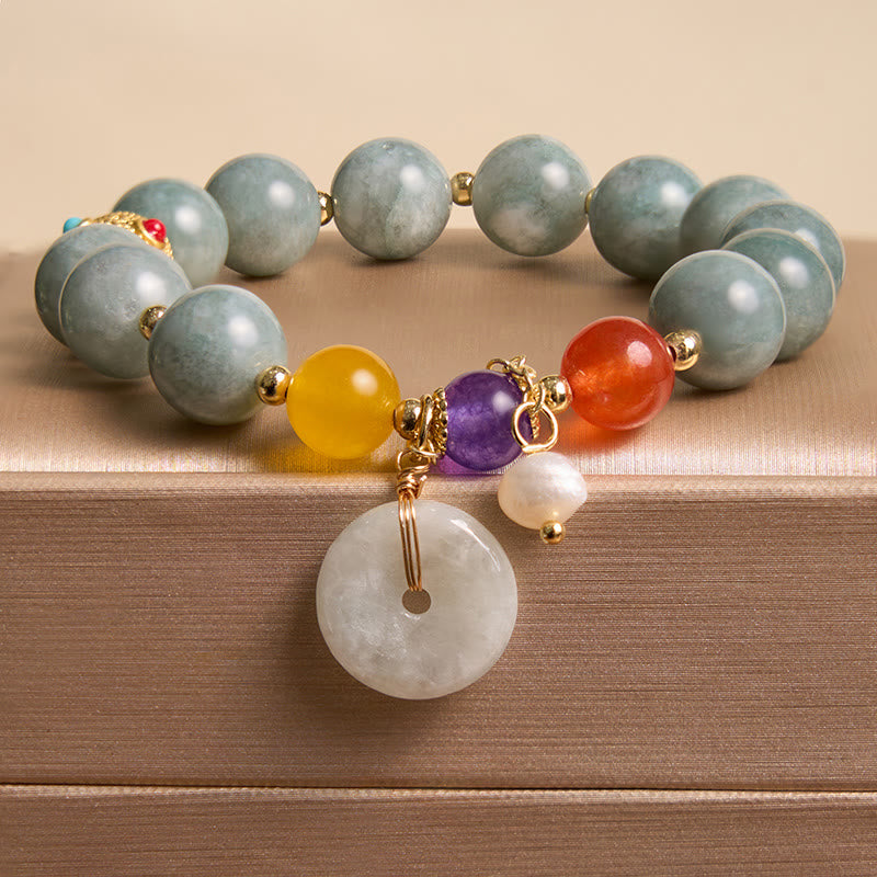 Jade-Rot-Achat-Peace-Schnalle-Vertrauensarmband