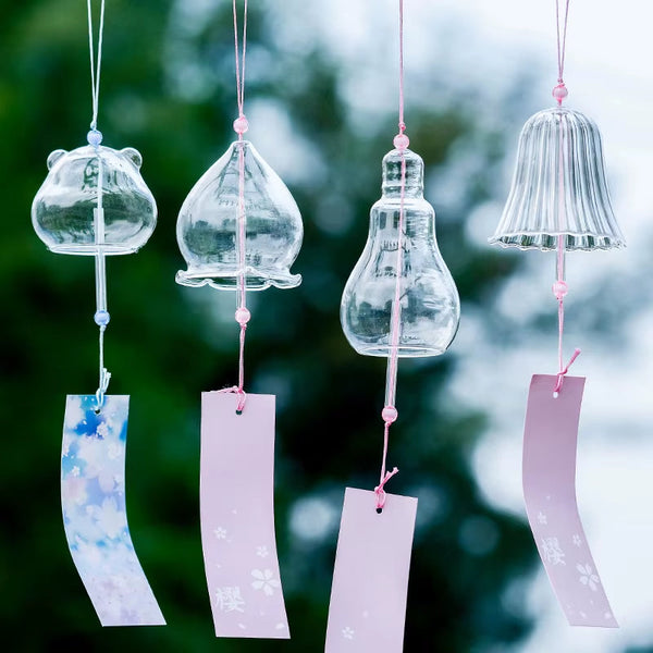 Japanische Windglocke Aus Glas – Handgefertigt, Handbemalt Mit Bluefish-Motiv | Dekorative Windspiele Für Garten, Balkon & Terrasse