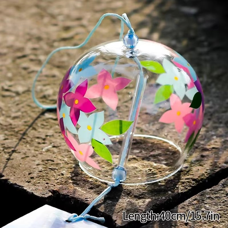 NIHON ICHIBAN Japanisches Glas Windspiel Hortensien Furin – Handgefertigtes Windspiel Aus Glas Mit Hortensien-Motiv