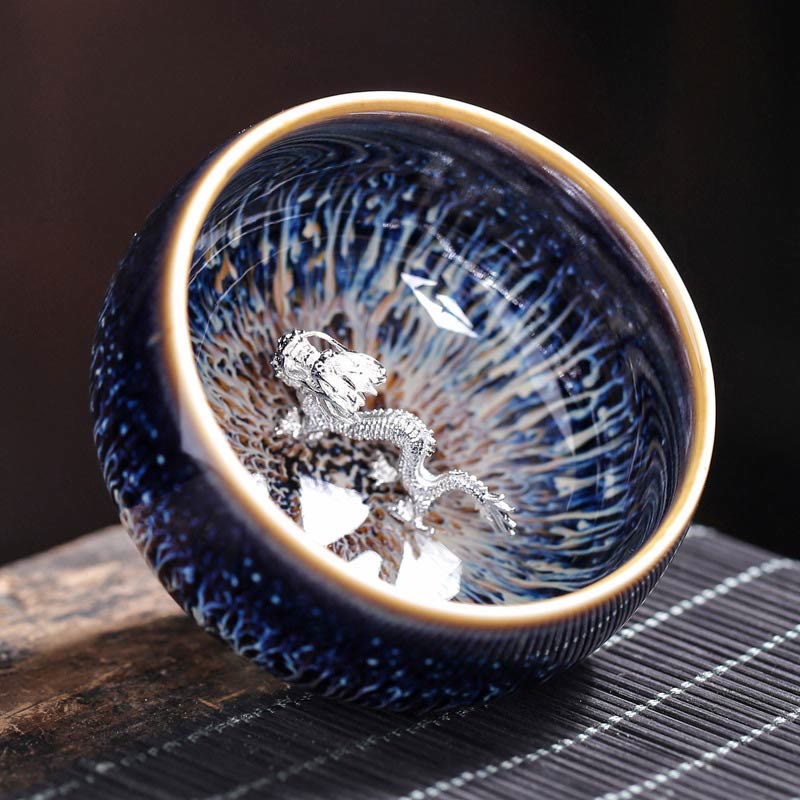 Jian Zhan Keramik-Teetasse, 70 ml, mit Sternzeichen und Koi-Fisch