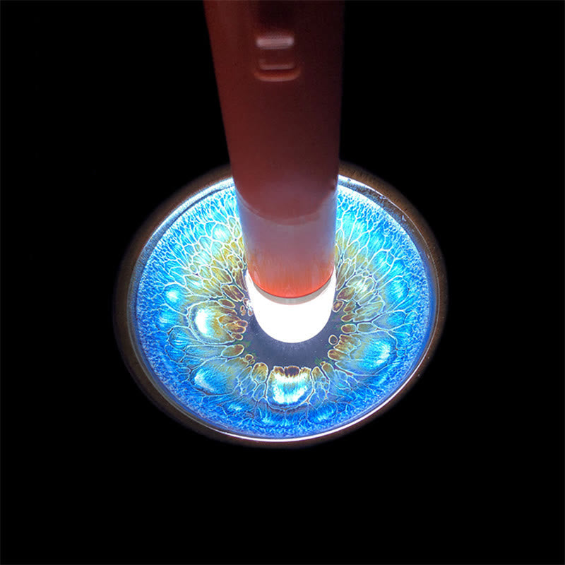Jianzhan Keramik-Teetasse, 9,5 cm, blaue Glasur, handgefertigt