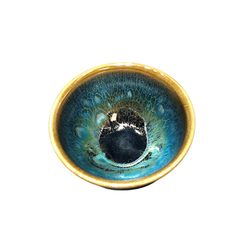 Jianzhan Keramik-Teetasse, 9,5 cm, blaue Glasur, handgefertigt