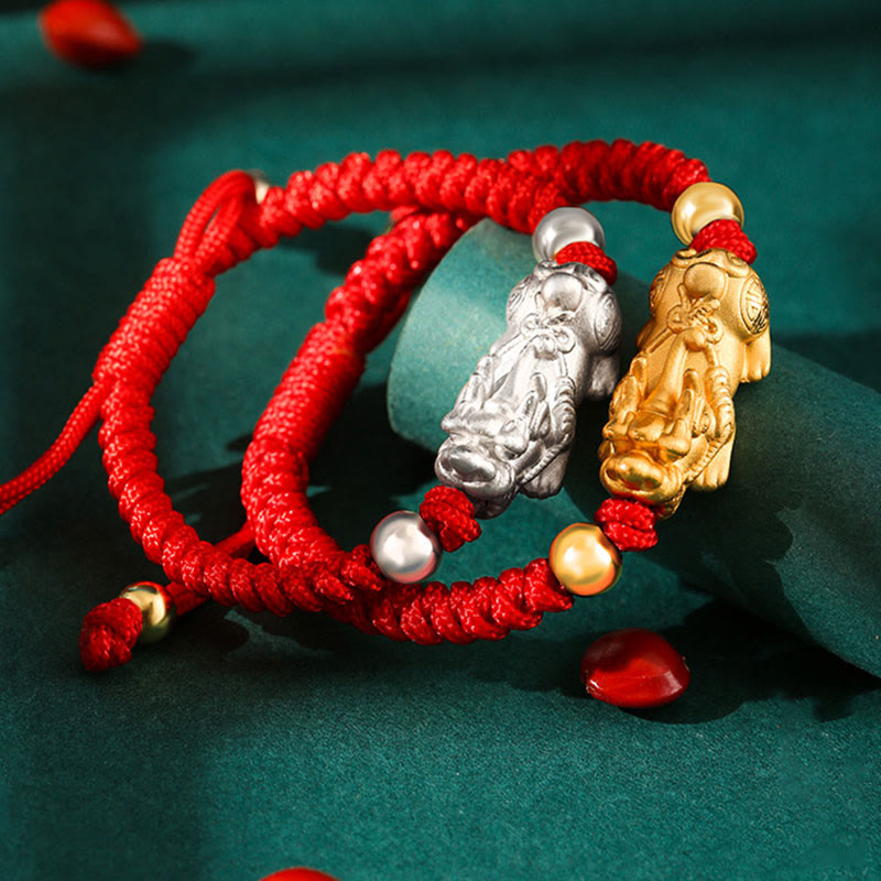 Pixiu-Armband für Kinder aus 999er Sterlingsilber mit King-Kong-Knoten zum Schutz