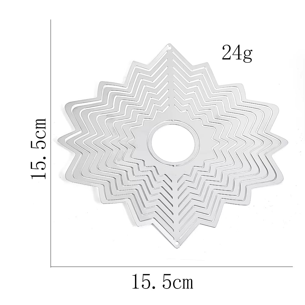 Star-shaped metal cutting die with geometric patterns for Kinetic Stainless Steel Garden Wind Spinner Decor