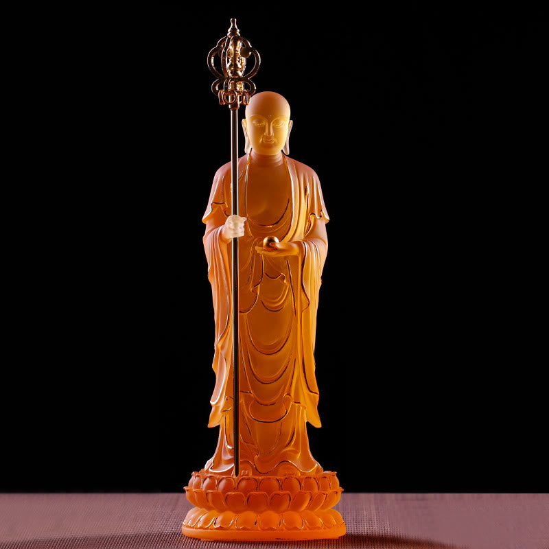 Ksitigarbha Liuli Kristall-Buddha-Statue, 20,3 cm, Meditationskunst