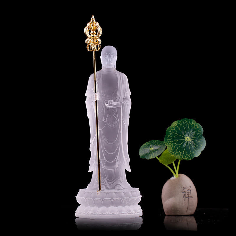 Ksitigarbha Liuli Kristall-Buddha-Statue, 20,3 cm, Meditationskunst