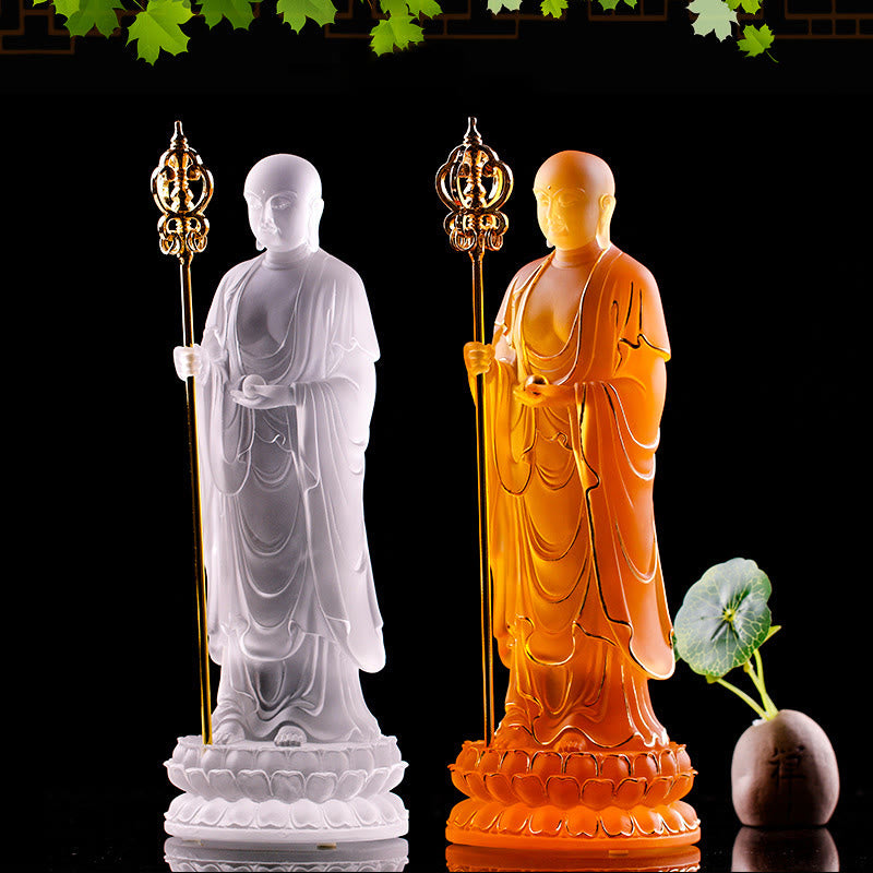 Ksitigarbha Liuli Kristall-Buddha-Statue, 20,3 cm, Meditationskunst