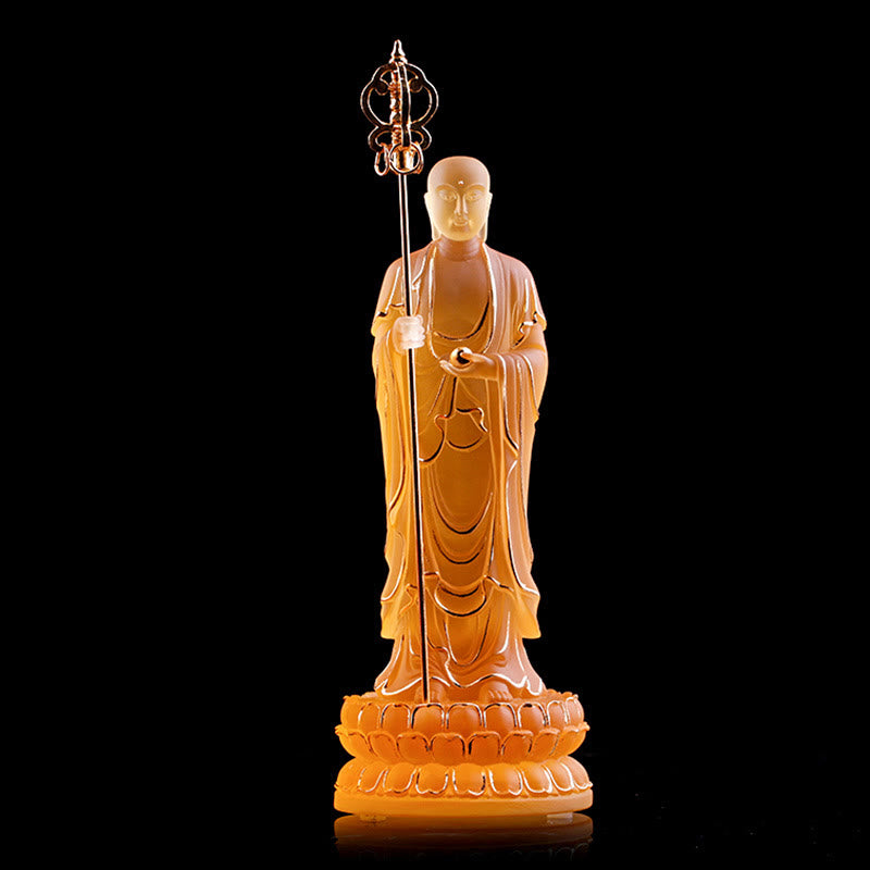 Ksitigarbha Liuli Kristall-Buddha-Statue, 20,3 cm, Meditationskunst