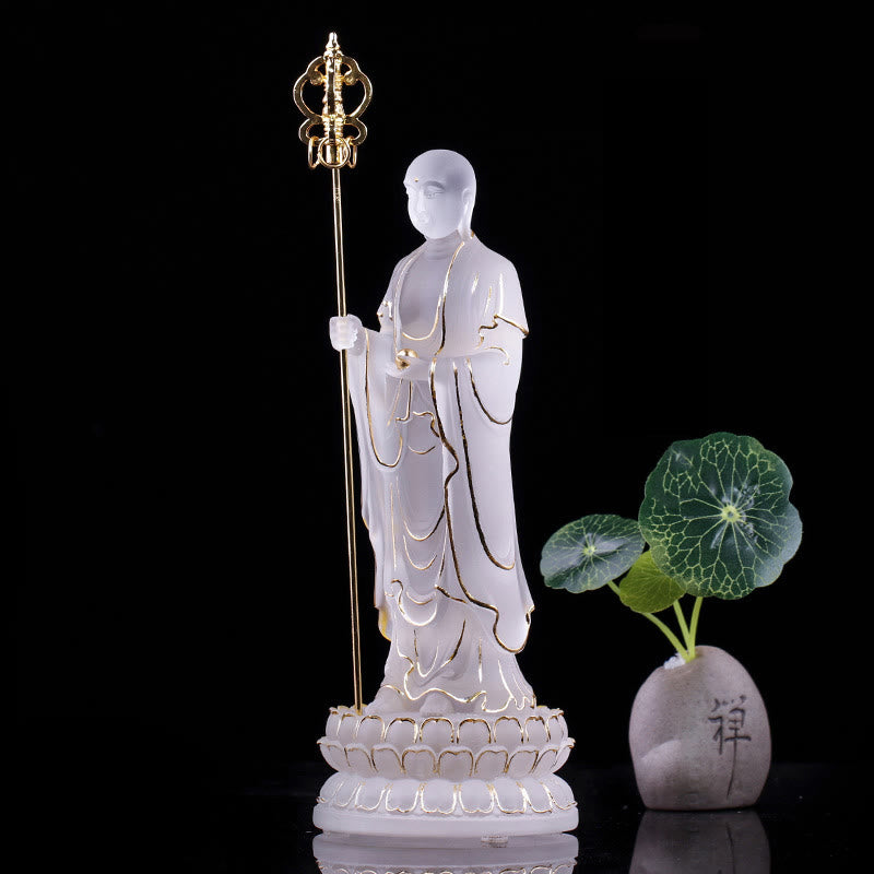 Ksitigarbha Liuli Kristall-Buddha-Statue, 20,3 cm, Meditationskunst