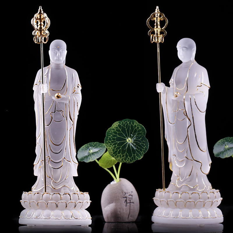 Ksitigarbha Liuli Kristall-Buddha-Statue, 20,3 cm, Meditationskunst
