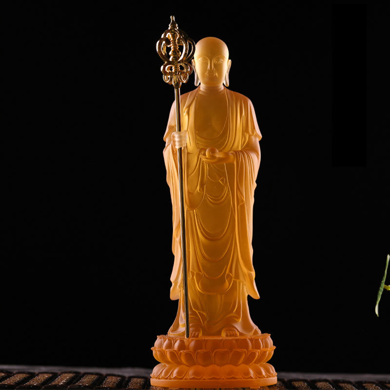 Ksitigarbha Liuli Kristall-Buddha-Statue, 20,3 cm, Meditationskunst