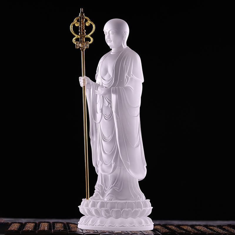Ksitigarbha Liuli Kristall-Buddha-Statue, 20,3 cm, Meditationskunst