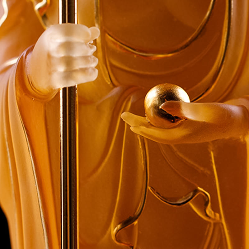 Ksitigarbha Liuli Kristall-Buddha-Statue, 20,3 cm, Meditationskunst