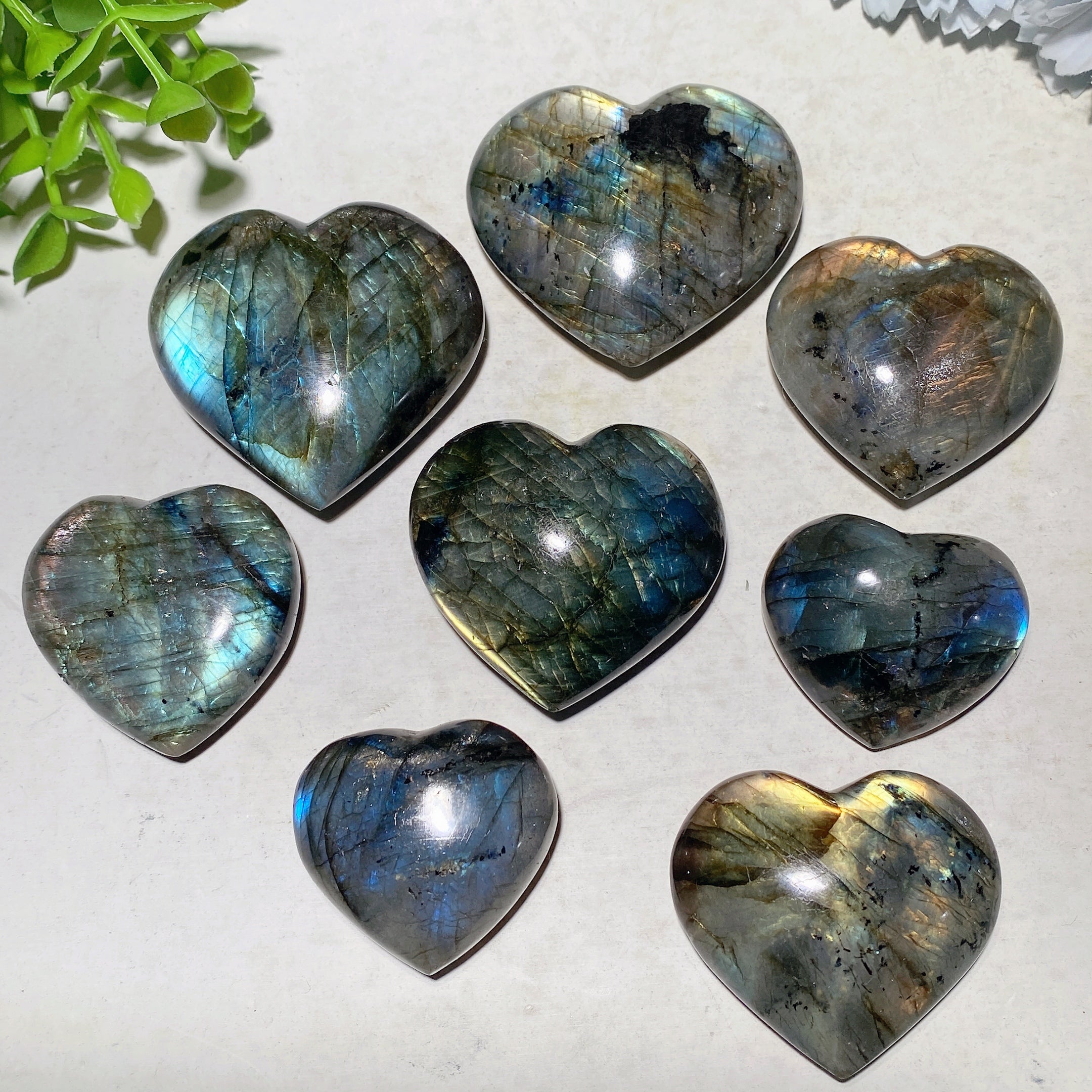 Labradorite Heart Crystal Carvings 1.8-2.0 inches Healing
