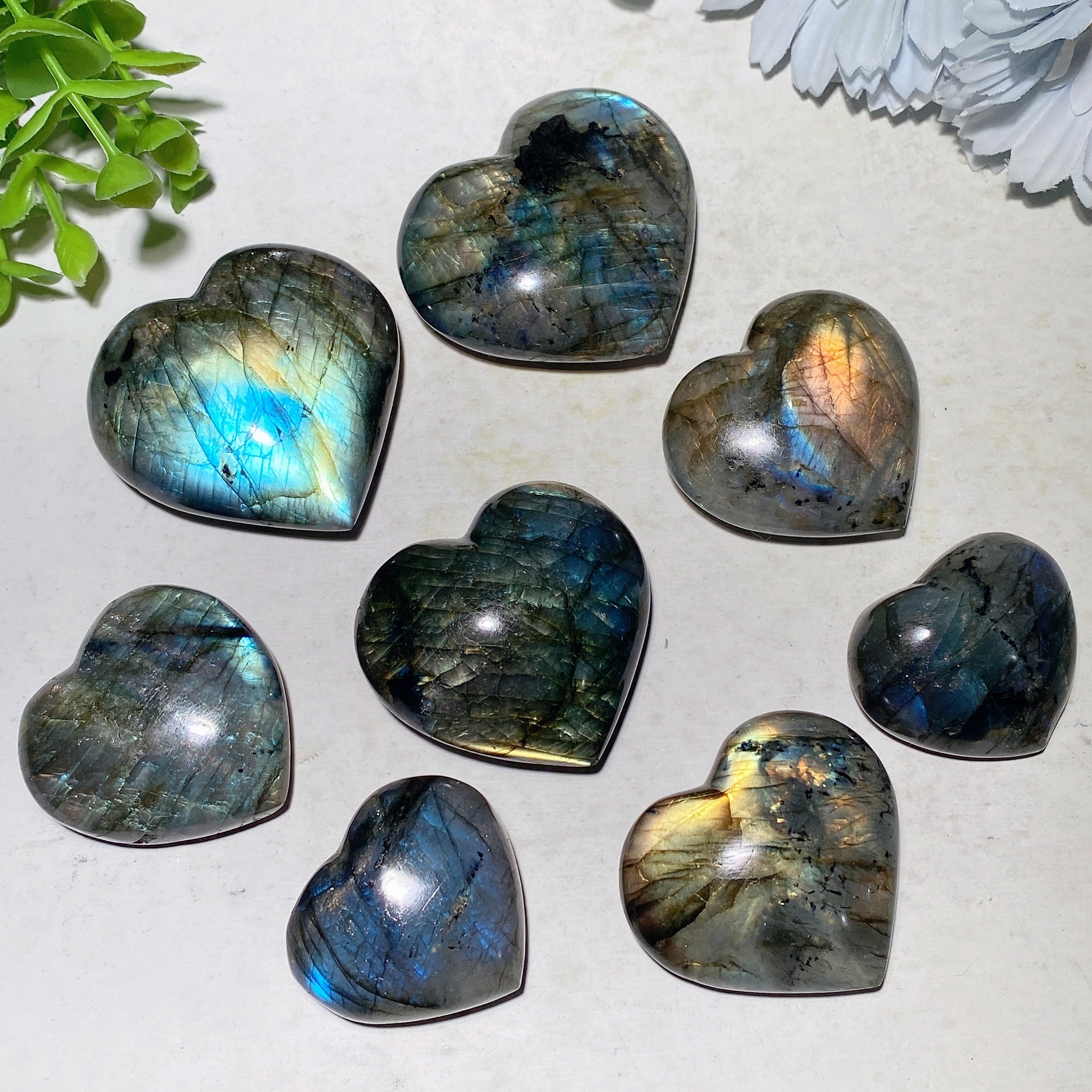 Labradorite Heart Crystal Carvings 1.8-2.0 inches Healing