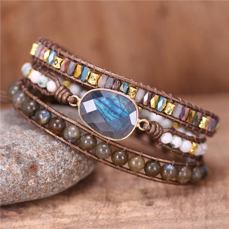Labradorit-Schutz- und Intuitions-Wickelarmband