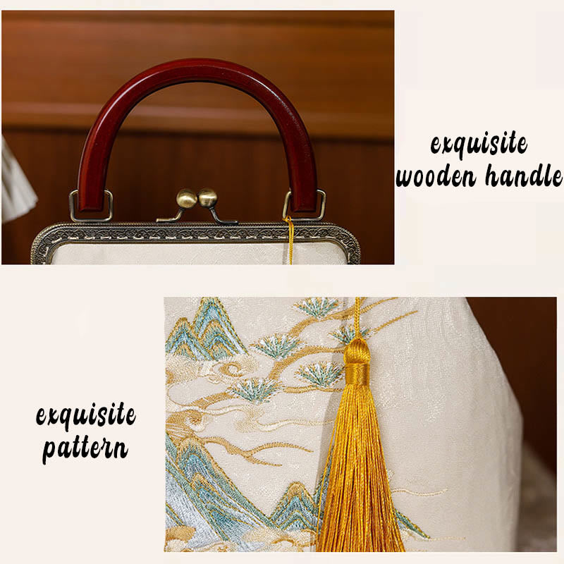 Jacquard-Handtasche mit Landschaftsmalerei | Spirituelles Accessoire