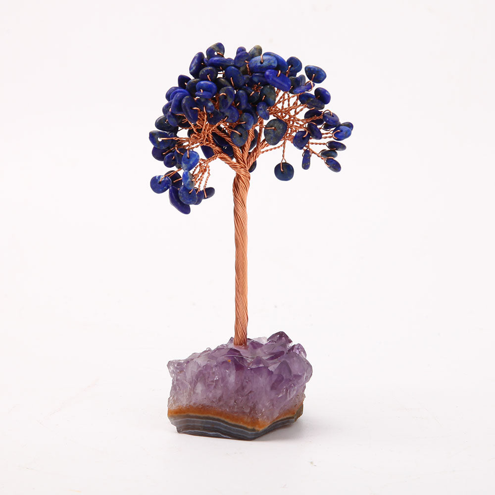 Lapis Crystal Tree with Natural Gemstone Base 12cm