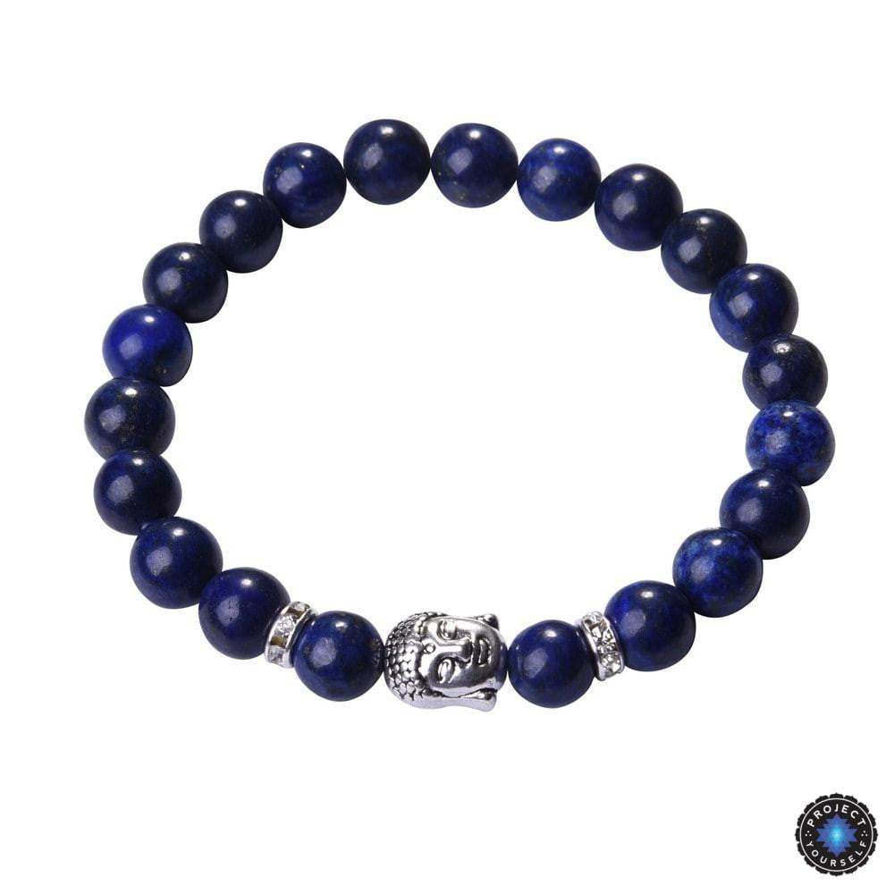 Lapislazuli-Buddha-Armband mit Silberanhänger