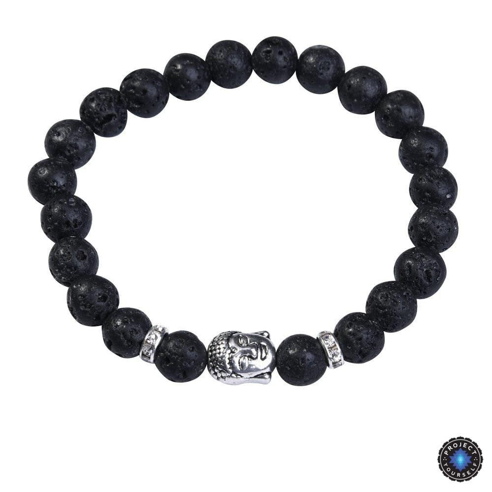 Lapislazuli-Buddha-Armband mit Silberanhänger