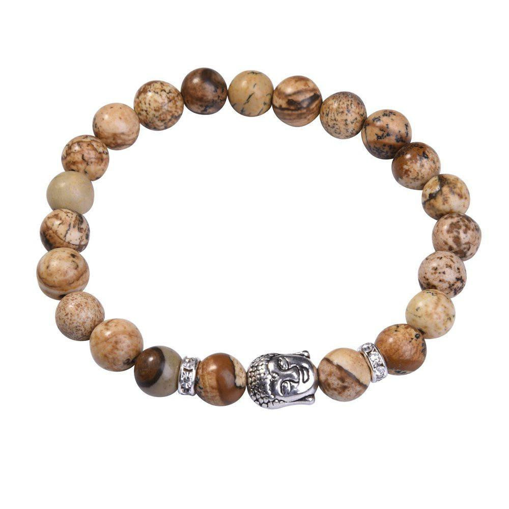 Lapislazuli-Buddha-Armband mit Silberanhänger