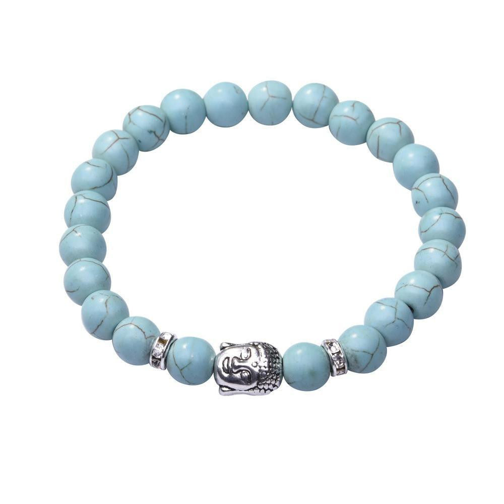 Lapislazuli-Buddha-Armband mit Silberanhänger