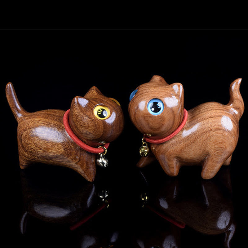 Große blaue Katzenfigur aus Rosenholz, 65 mm, spirituelle Dekoration