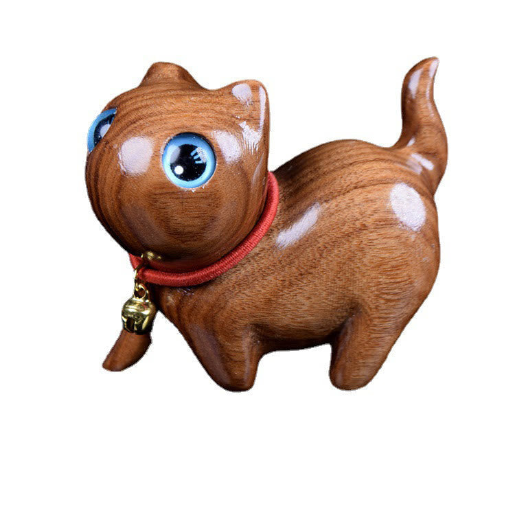 Große blaue Katzenfigur aus Rosenholz, 65 mm, spirituelle Dekoration