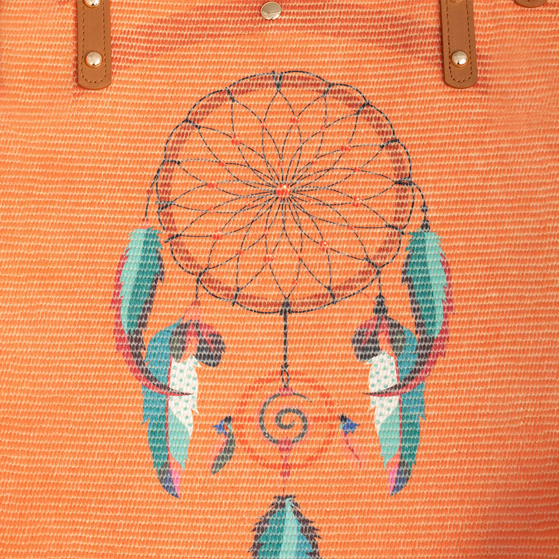 Große Tragetasche aus Segeltuch mit Traumfänger-Mandala
