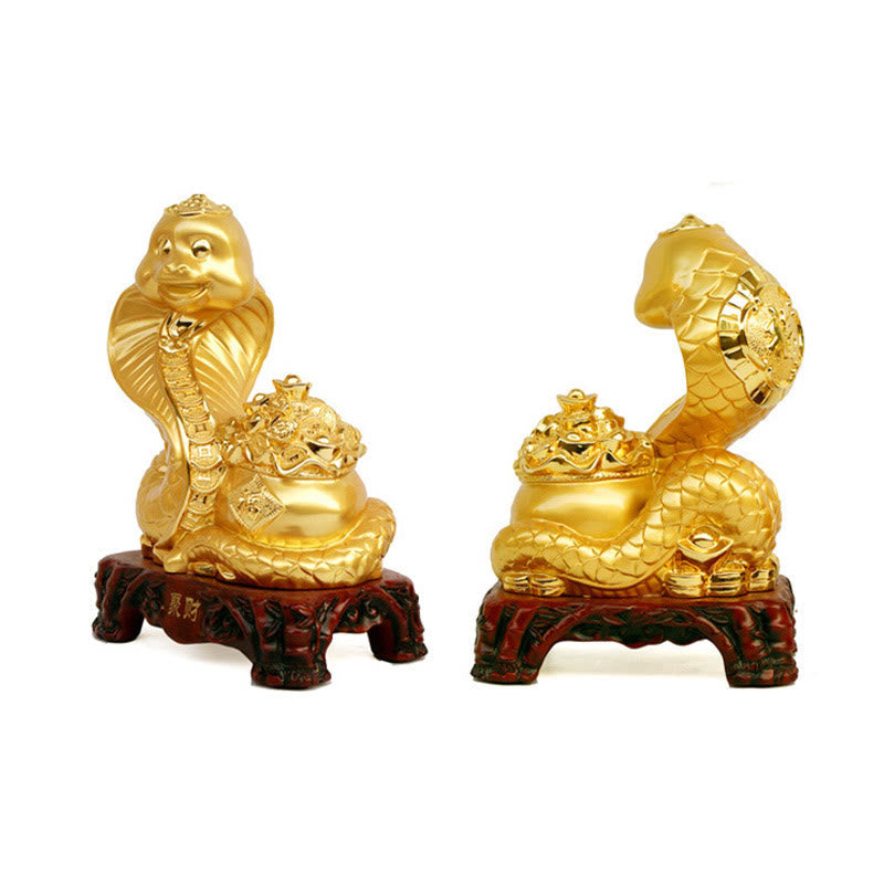 Große Schatzschalenstatue aus Kunstharz zum Jahr der Schlange, 25 cm