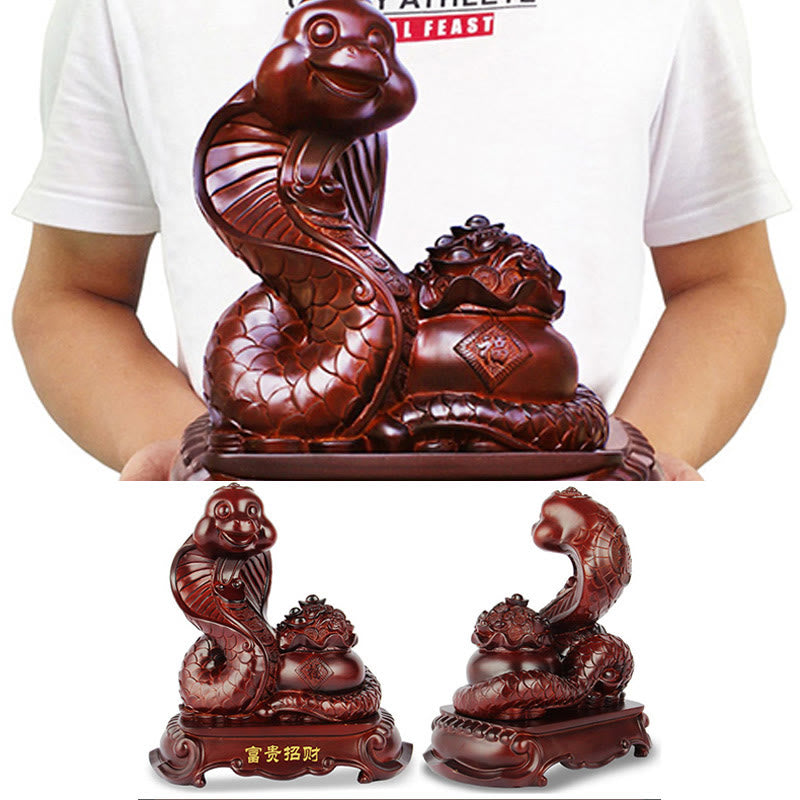Große Schatzschalenstatue aus Kunstharz zum Jahr der Schlange, 25 cm