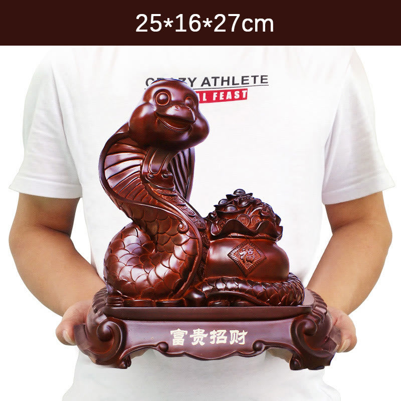 Große Schatzschalenstatue aus Kunstharz zum Jahr der Schlange, 25 cm