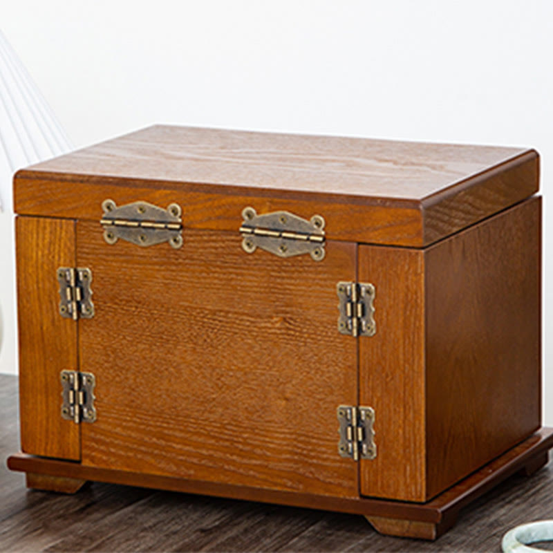 Große Vintage Schmuckschatulle aus Holz mit Spiegel | Heilende Klänge