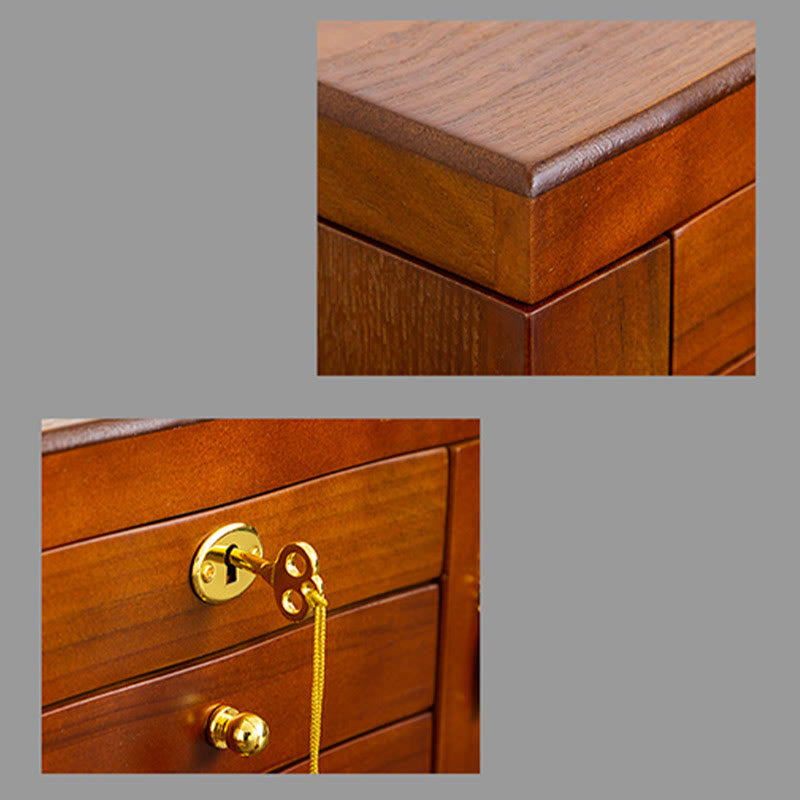 Große Vintage Schmuckschatulle aus Holz mit Spiegel | Heilende Klänge