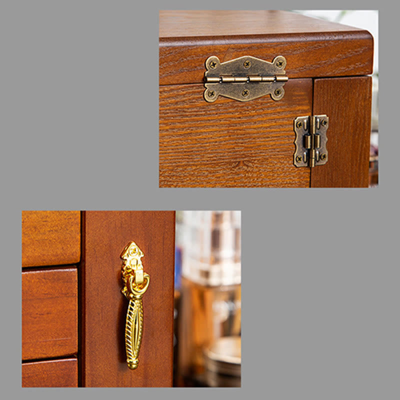 Große Vintage Schmuckschatulle aus Holz mit Spiegel | Heilende Klänge
