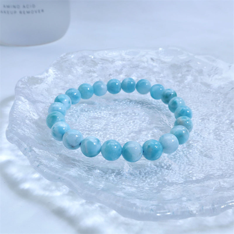 Larimar Weisheits-Vertrauensarmband 8mm Naturstein