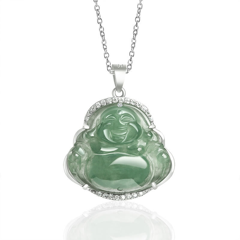 Lachender Buddha Jade-Halskette für Glück und Wohlstand | Heilende Klänge