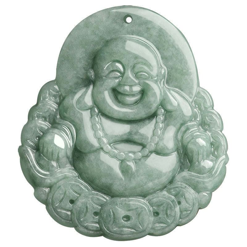 Lachender Buddha Halskette mit Anhänger aus natürlicher Jade