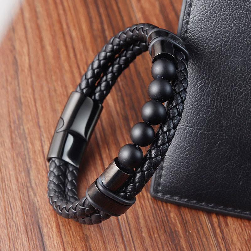 Lavastein, mattierter Stein, magnetisches Lederarmband, spirituelles Armband