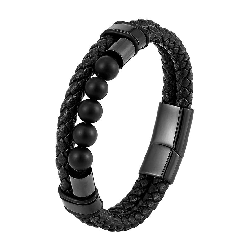 Lavastein, mattierter Stein, magnetisches Lederarmband, spirituelles Armband