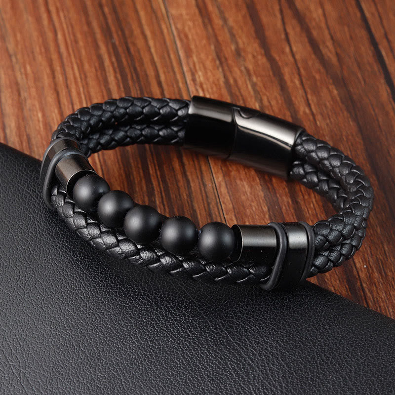 Lavastein, mattierter Stein, magnetisches Lederarmband, spirituelles Armband