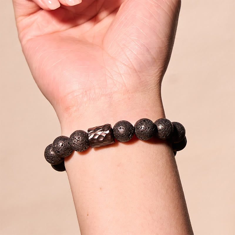 Heilarmband aus Lavastein und Tigerauge, 18 cm, für Gleichgewicht