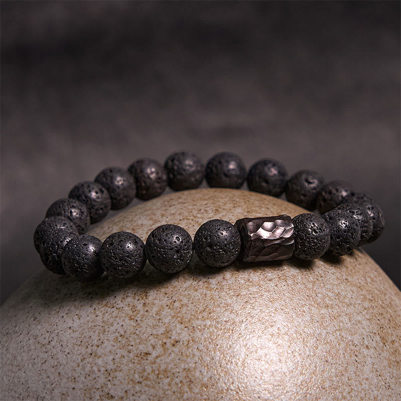 Heilarmband aus Lavastein und Tigerauge, 18 cm, für Gleichgewicht